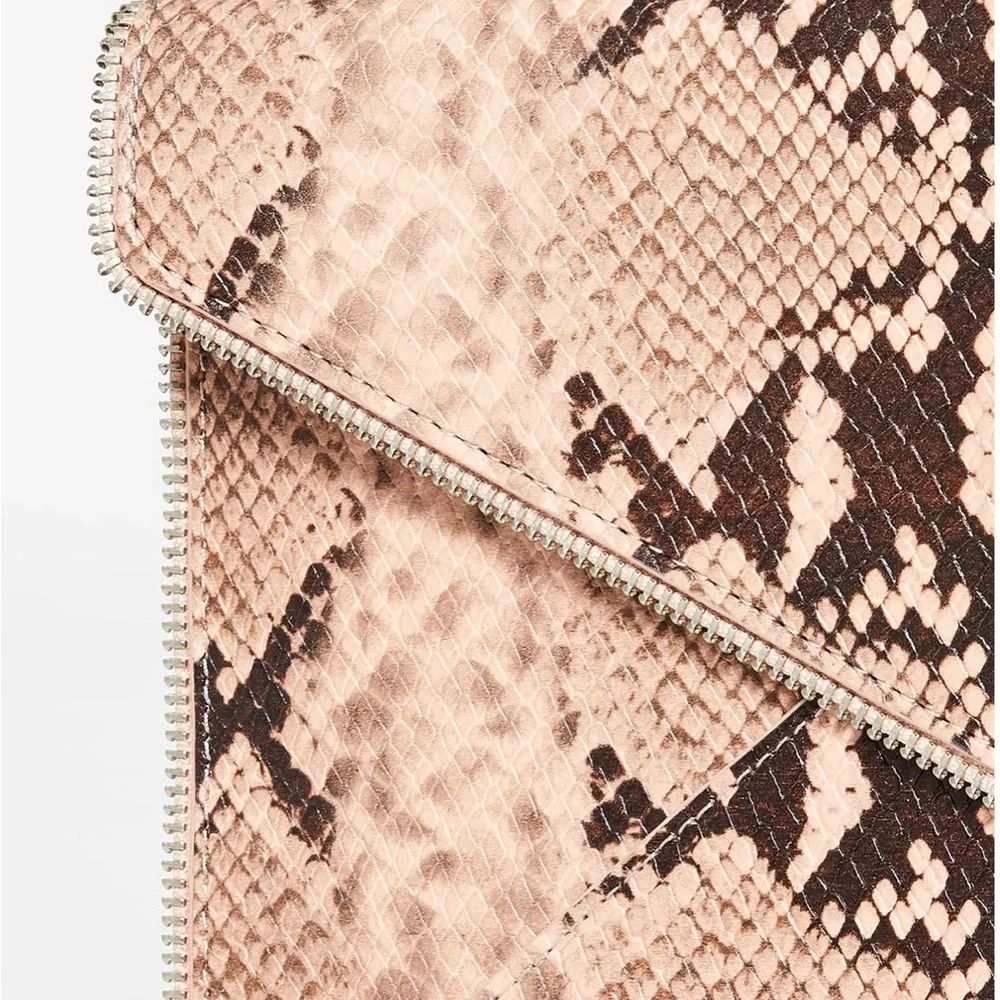 Rebecca Minkoff Pink Snake-Print Envelope Clutch